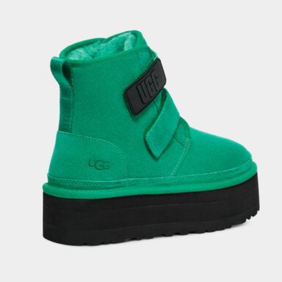 🆕UGG SIZE10 EMERALD GREEN NEUMEL PLATFORM BOOT KELLY GREEN STRAP BLACK PLATFORM - Picture 6 of 9